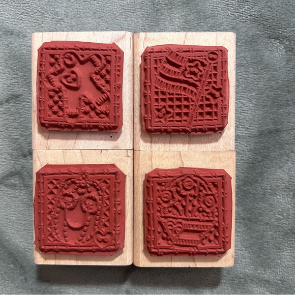 Stampin’ Up! 1999 4-pc wood stamp - SEASONAL PATCHES - Picture 2 of 2